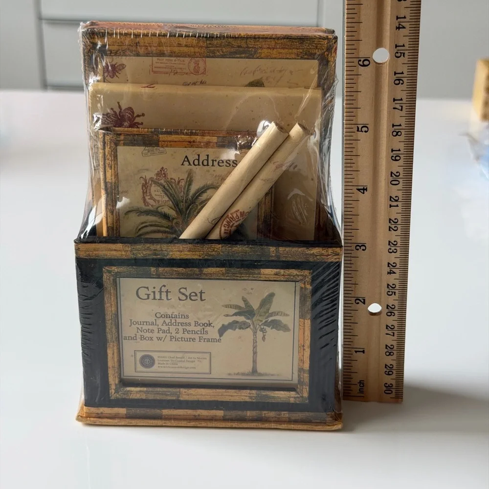 ✨ Chad Barrett Vintage 2002 Gift Set - Palm Tree Botanical Design / Desk Decor